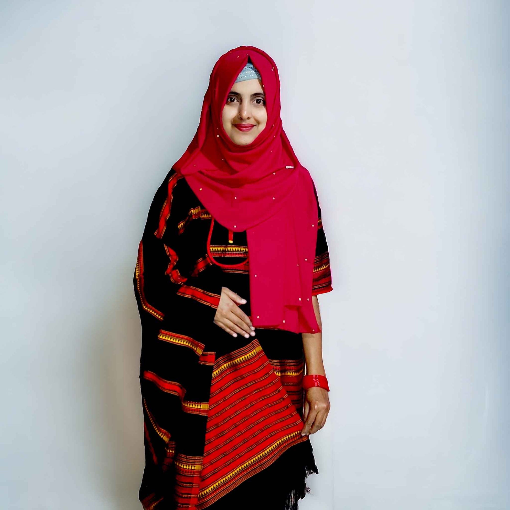 Black & Red handloom traditional pinon dress 