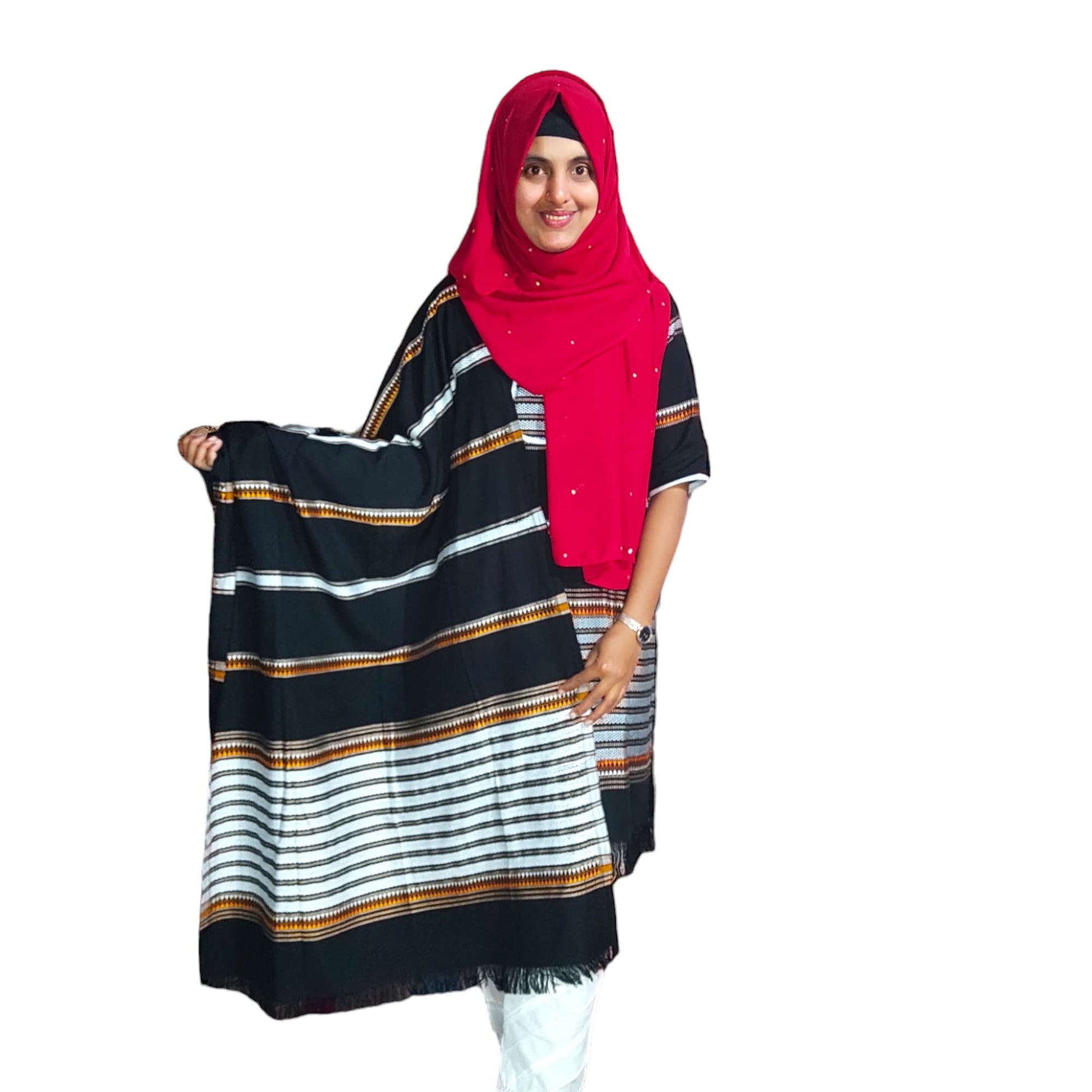 Black pinon dress with white stripped matching urna